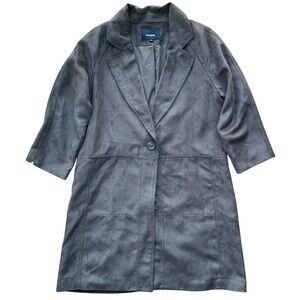 COUPS Faux Suede Buttoned Long Trench Coat Jacket Gray Korean 55 Size M/L